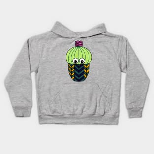 Cute Cactus Design #278: Cute Barrel Cactus In Patterned Pot Kids Hoodie